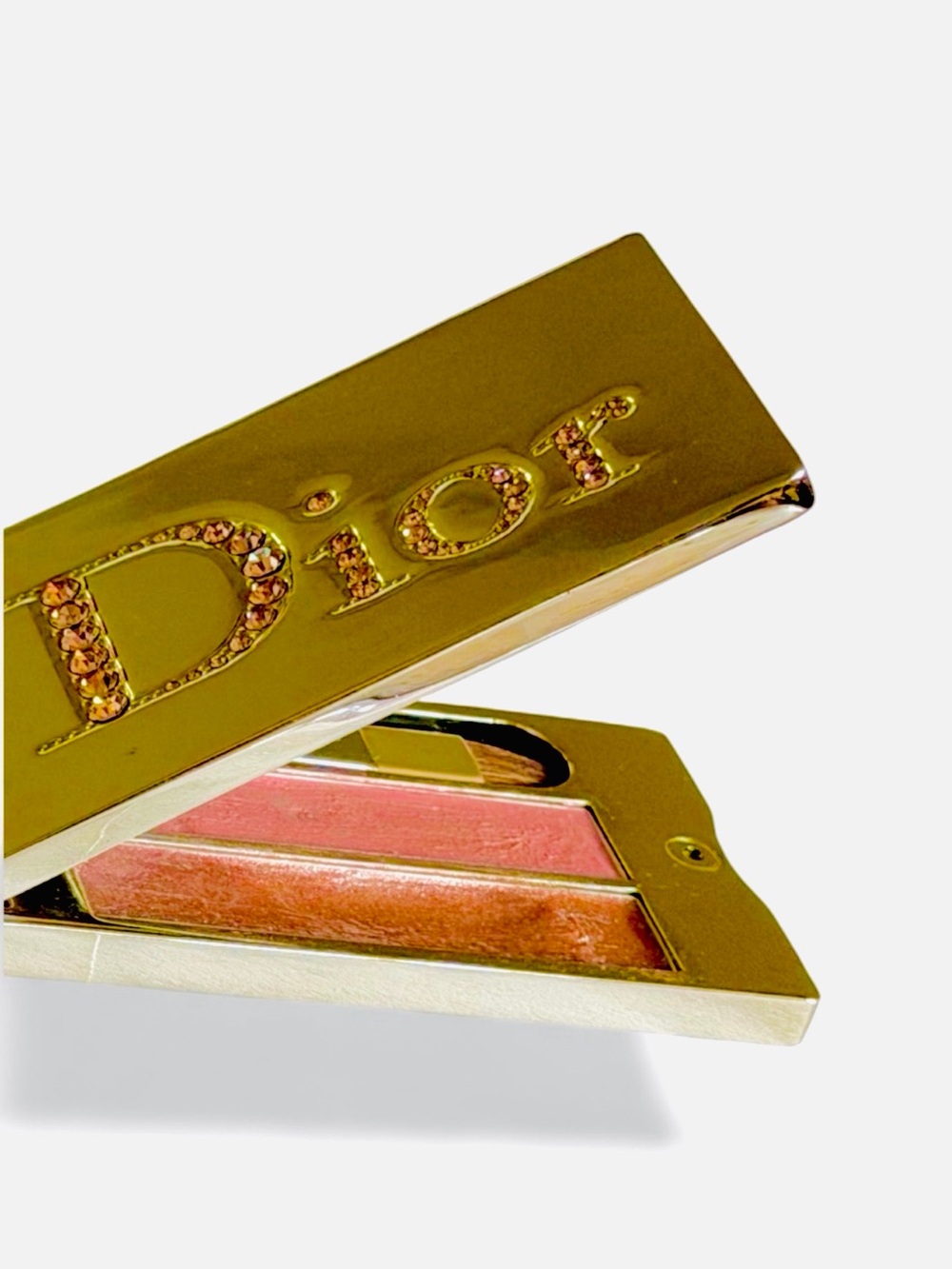 Vintage Y2K Dior Sparkling Lip Gloss Compact Dog Tag Charm - Mirror Case 002